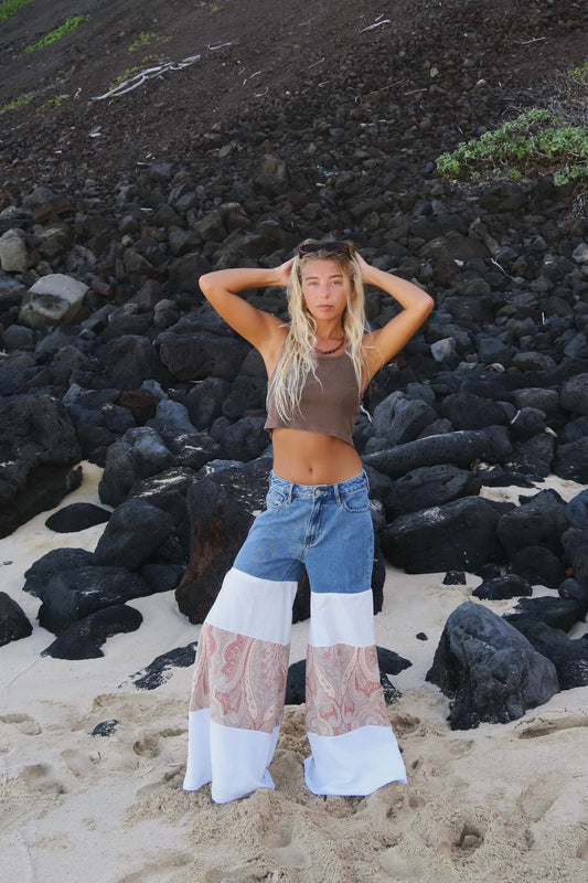 Paisley Denim Flares